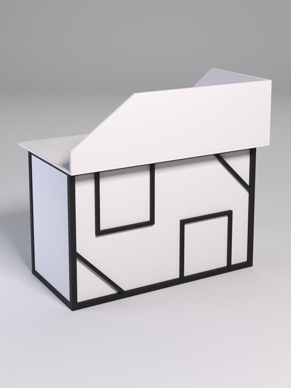 Стол эргономичный офисный СЭ-15А (левосторонний) с экраном СТРОНГ в стиле ЛОФТ декор №4, Белый