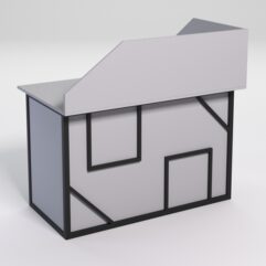 Стол эргономичный офисный СЭ-15А (левосторонний) с экраном СТРОНГ в стиле ЛОФТ декор №4, Серый