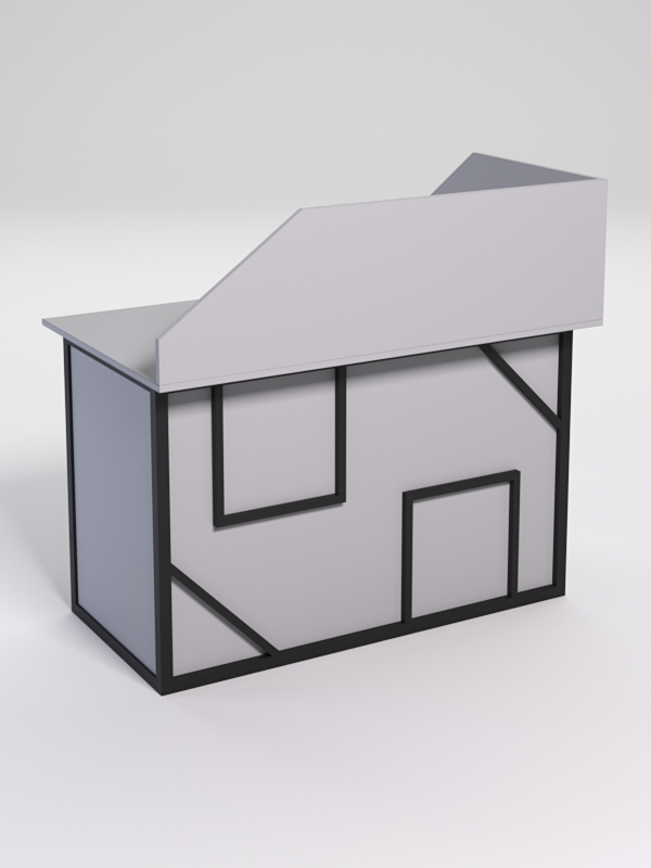 Стол эргономичный офисный СЭ-15А (левосторонний) с экраном СТРОНГ в стиле ЛОФТ декор №4, Серый