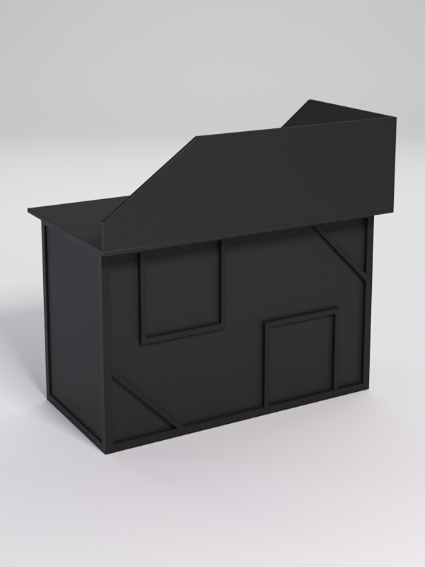 Стол эргономичный офисный СЭ-15А (левосторонний) с экраном СТРОНГ в стиле ЛОФТ декор №4, Черный