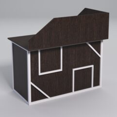 Стол эргономичный офисный СЭ-15А (левосторонний) с экраном СТРОНГ в стиле ЛОФТ декор №4, Дуб Венге + металлический каркас Белый