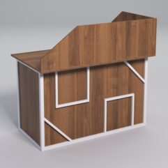 Стол эргономичный офисный СЭ-15А (левосторонний) с экраном СТРОНГ в стиле ЛОФТ декор №4, Орех + металлический каркас Белый