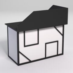 Стол эргономичный офисный СЭ-15А (левосторонний) с экраном СТРОНГ в стиле ЛОФТ декор №4, Черный и Белый