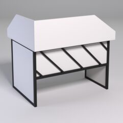 Стол эргономичный офисный СЭ-16 (правосторонний) с экраном СТРОНГ в стиле ЛОФТ декор №2, Белый