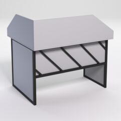 Стол эргономичный офисный СЭ-16 (правосторонний) с экраном СТРОНГ в стиле ЛОФТ декор №2, Серый