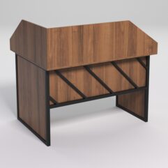 Стол эргономичный офисный СЭ-16 (правосторонний) с экраном СТРОНГ в стиле ЛОФТ декор №2, Орех