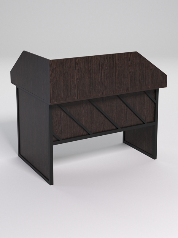 Стол эргономичный офисный СЭ-16 (правосторонний) с экраном СТРОНГ в стиле ЛОФТ декор №2, Дуб Венге