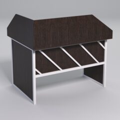 Стол эргономичный офисный СЭ-16 (правосторонний) с экраном СТРОНГ в стиле ЛОФТ декор №2, Дуб Венге + металлический каркас Белый