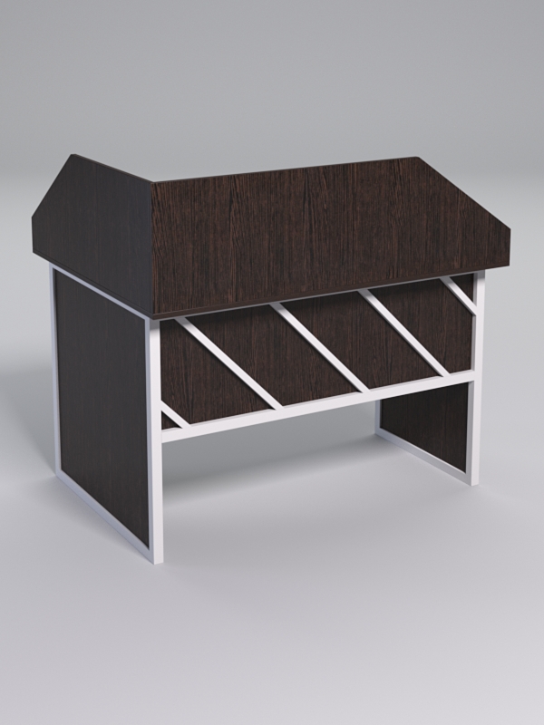 Стол эргономичный офисный СЭ-16 (правосторонний) с экраном СТРОНГ в стиле ЛОФТ декор №2, Дуб Венге + металлический каркас Белый