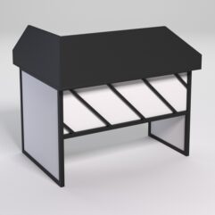 Стол эргономичный офисный СЭ-16 (правосторонний) с экраном СТРОНГ в стиле ЛОФТ декор №2, Черный и Белый