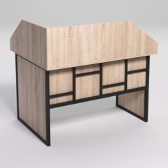 Стол эргономичный офисный СЭ-16 (правосторонний) с экраном СТРОНГ в стиле ЛОФТ декор №3, Дуб Сонома