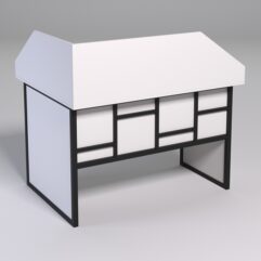 Стол эргономичный офисный СЭ-16 (правосторонний) с экраном СТРОНГ в стиле ЛОФТ декор №3, Белый