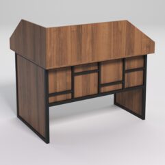 Стол эргономичный офисный СЭ-16 (правосторонний) с экраном СТРОНГ в стиле ЛОФТ декор №3, Орех