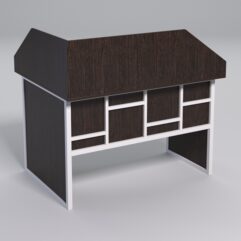 Стол эргономичный офисный СЭ-16 (правосторонний) с экраном СТРОНГ в стиле ЛОФТ декор №3, Дуб Венге + металлический каркас Белый