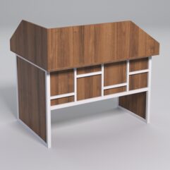 Стол эргономичный офисный СЭ-16 (правосторонний) с экраном СТРОНГ в стиле ЛОФТ декор №3, Орех + металлический каркас Белый