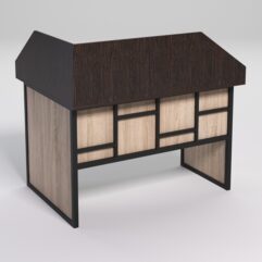 Стол эргономичный офисный СЭ-16 (правосторонний) с экраном СТРОНГ в стиле ЛОФТ декор №3, Дуб Венге и Дуб Сонома