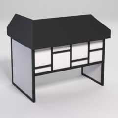 Стол эргономичный офисный СЭ-16 (правосторонний) с экраном СТРОНГ в стиле ЛОФТ декор №3, Черный и Белый