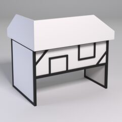 Стол эргономичный офисный СЭ-16 (правосторонний) с экраном СТРОНГ в стиле ЛОФТ декор №4, Белый