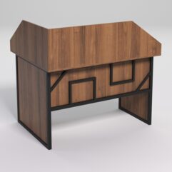 Стол эргономичный офисный СЭ-16 (правосторонний) с экраном СТРОНГ в стиле ЛОФТ декор №4, Орех