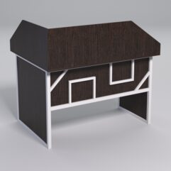 Стол эргономичный офисный СЭ-16 (правосторонний) с экраном СТРОНГ в стиле ЛОФТ декор №4, Дуб Венге + металлический каркас Белый