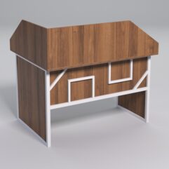 Стол эргономичный офисный СЭ-16 (правосторонний) с экраном СТРОНГ в стиле ЛОФТ декор №4, Орех + металлический каркас Белый