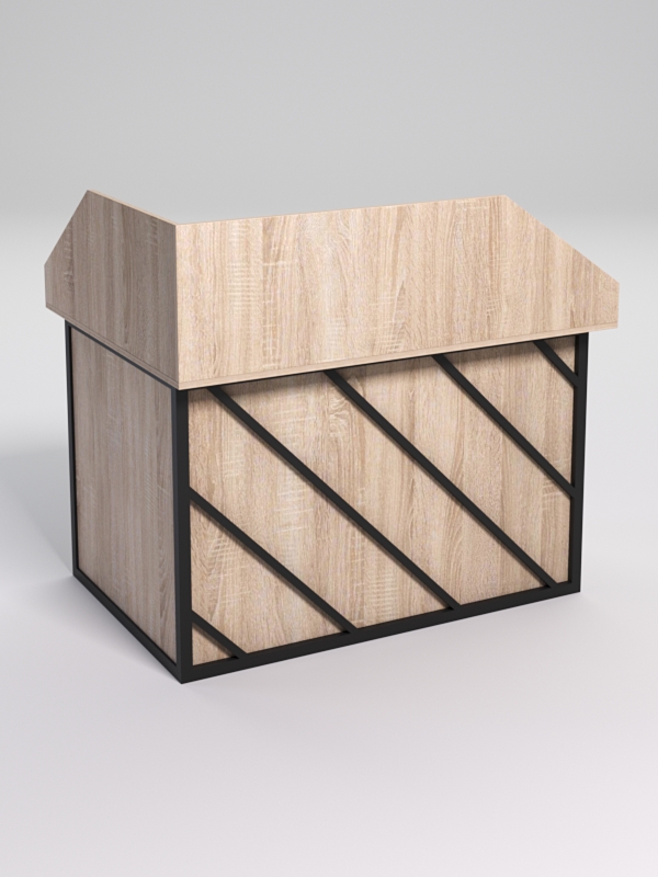 Стол эргономичный офисный СЭ-16А (правосторонний) с экраном СТРОНГ в стиле ЛОФТ декор №2, Дуб Сонома