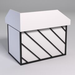 Стол эргономичный офисный СЭ-16А (правосторонний) с экраном СТРОНГ в стиле ЛОФТ декор №2, Белый