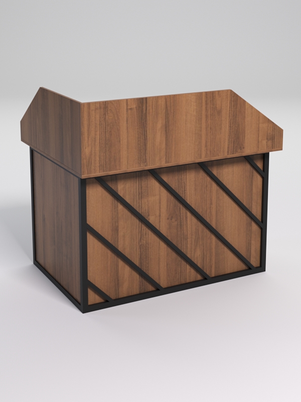 Стол эргономичный офисный СЭ-16А (правосторонний) с экраном СТРОНГ в стиле ЛОФТ декор №2, Орех