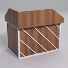 Стол эргономичный офисный СЭ-16А (правосторонний) с экраном СТРОНГ в стиле ЛОФТ декор №2, Орех + металлический каркас Белый