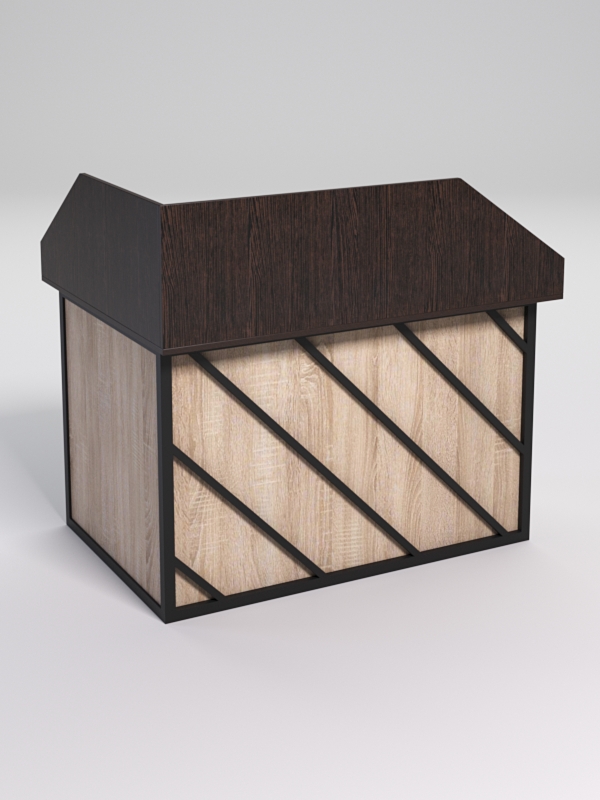 Стол эргономичный офисный СЭ-16А (правосторонний) с экраном СТРОНГ в стиле ЛОФТ декор №2, Дуб Венге и Дуб Сонома