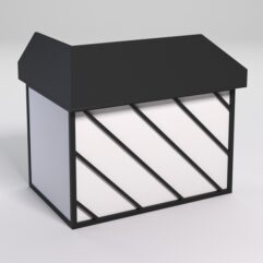 Стол эргономичный офисный СЭ-16А (правосторонний) с экраном СТРОНГ в стиле ЛОФТ декор №2, Черный и Белый