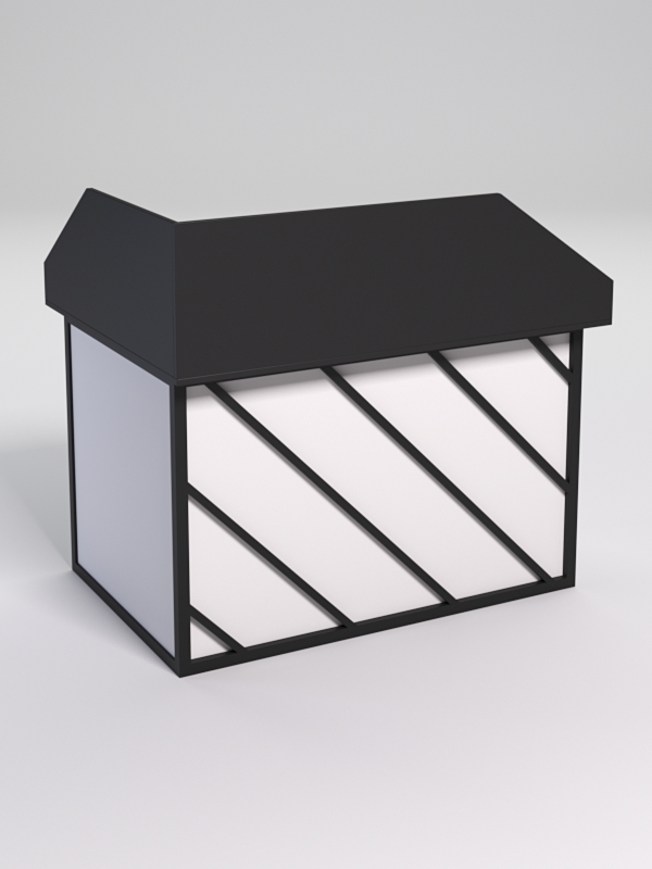 Стол эргономичный офисный СЭ-16А (правосторонний) с экраном СТРОНГ в стиле ЛОФТ декор №2, Черный и Белый