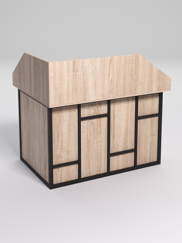 Стол эргономичный офисный СЭ-16А (правосторонний) с экраном СТРОНГ в стиле ЛОФТ декор №3, Дуб Сонома