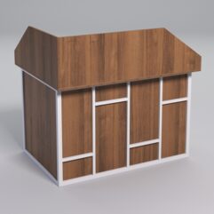 Стол эргономичный офисный СЭ-16А (правосторонний) с экраном СТРОНГ в стиле ЛОФТ декор №3, Орех + металлический каркас Белый