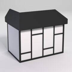 Стол эргономичный офисный СЭ-16А (правосторонний) с экраном СТРОНГ в стиле ЛОФТ декор №3, Черный и Белый