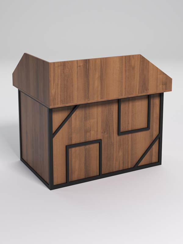 Стол эргономичный офисный СЭ-16А (правосторонний) с экраном СТРОНГ в стиле ЛОФТ декор №4, Орех