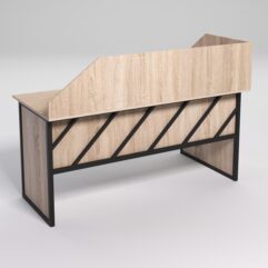 Стол эргономичный офисный СЭ-17 (левосторонний) с экраном СТРОНГ в стиле ЛОФТ декор №2, Дуб Сонома