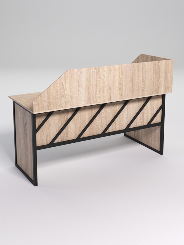 Стол эргономичный офисный СЭ-17 (левосторонний) с экраном СТРОНГ в стиле ЛОФТ декор №2, Дуб Сонома