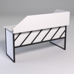 Стол эргономичный офисный СЭ-17 (левосторонний) с экраном СТРОНГ в стиле ЛОФТ декор №2, Белый