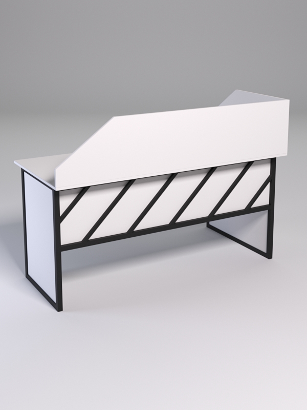 Стол эргономичный офисный СЭ-17 (левосторонний) с экраном СТРОНГ в стиле ЛОФТ декор №2, Белый