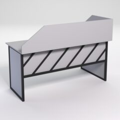 Стол эргономичный офисный СЭ-17 (левосторонний) с экраном СТРОНГ в стиле ЛОФТ декор №2, Серый