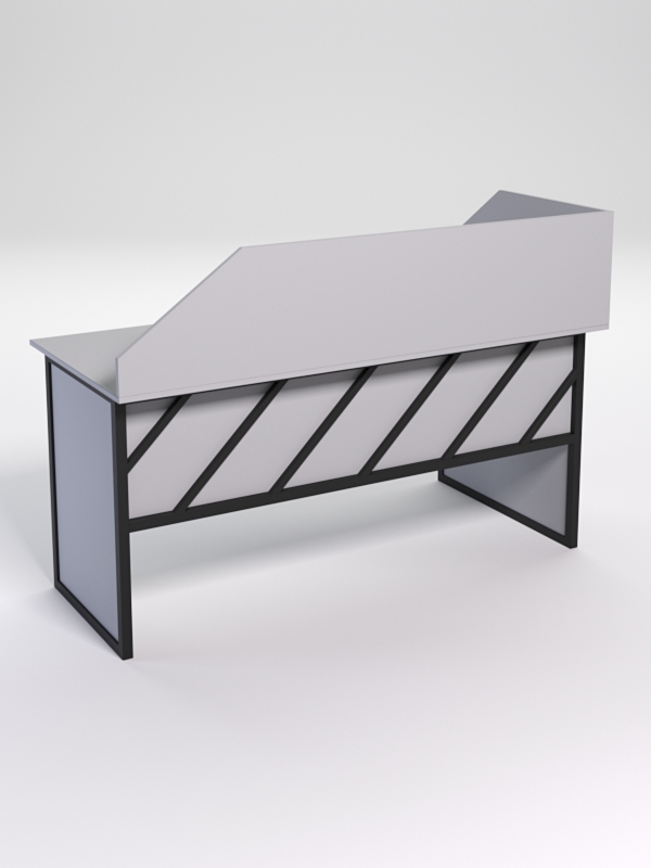 Стол эргономичный офисный СЭ-17 (левосторонний) с экраном СТРОНГ в стиле ЛОФТ декор №2, Серый