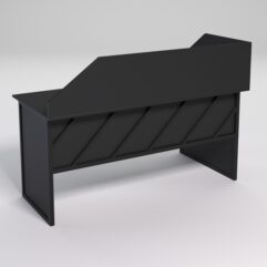 Стол эргономичный офисный СЭ-17 (левосторонний) с экраном СТРОНГ в стиле ЛОФТ декор №2, Черный