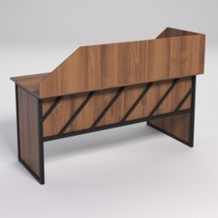 Стол эргономичный офисный СЭ-17 (левосторонний) с экраном СТРОНГ в стиле ЛОФТ декор №2, Орех