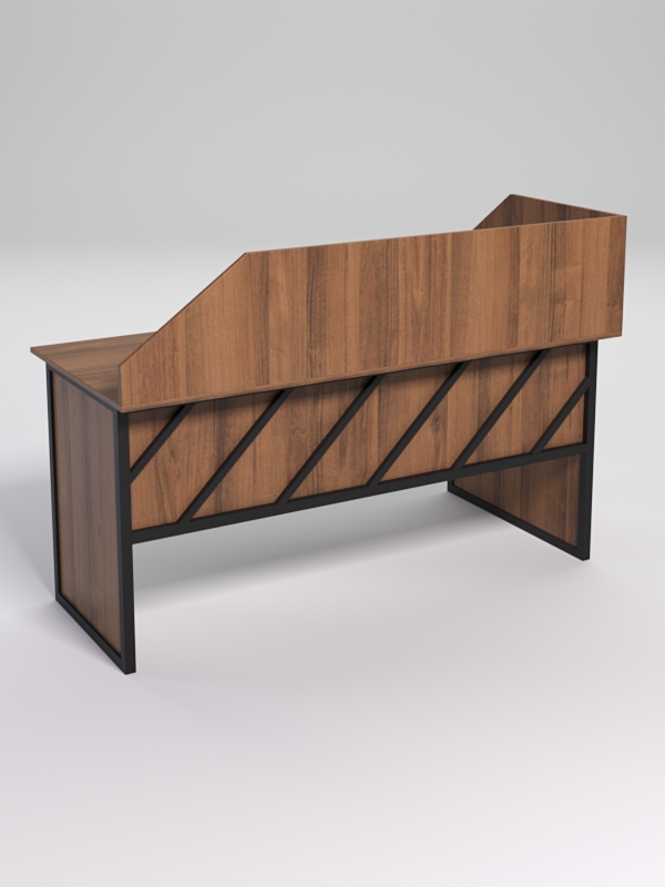 Стол эргономичный офисный СЭ-17 (левосторонний) с экраном СТРОНГ в стиле ЛОФТ декор №2, Орех