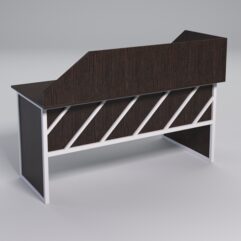 Стол эргономичный офисный СЭ-17 (левосторонний) с экраном СТРОНГ в стиле ЛОФТ декор №2, Дуб Венге + металлический каркас Белый