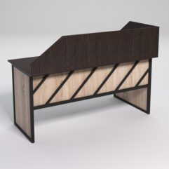 Стол эргономичный офисный СЭ-17 (левосторонний) с экраном СТРОНГ в стиле ЛОФТ декор №2, Дуб Венге и Дуб Сонома