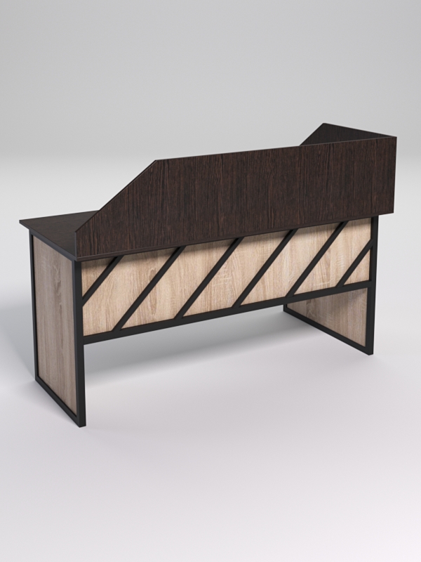 Стол эргономичный офисный СЭ-17 (левосторонний) с экраном СТРОНГ в стиле ЛОФТ декор №2, Дуб Венге и Дуб Сонома