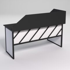 Стол эргономичный офисный СЭ-17 (левосторонний) с экраном СТРОНГ в стиле ЛОФТ декор №2, Черный и Белый