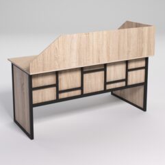 Стол эргономичный офисный СЭ-17 (левосторонний) с экраном СТРОНГ в стиле ЛОФТ декор №3, Дуб Сонома